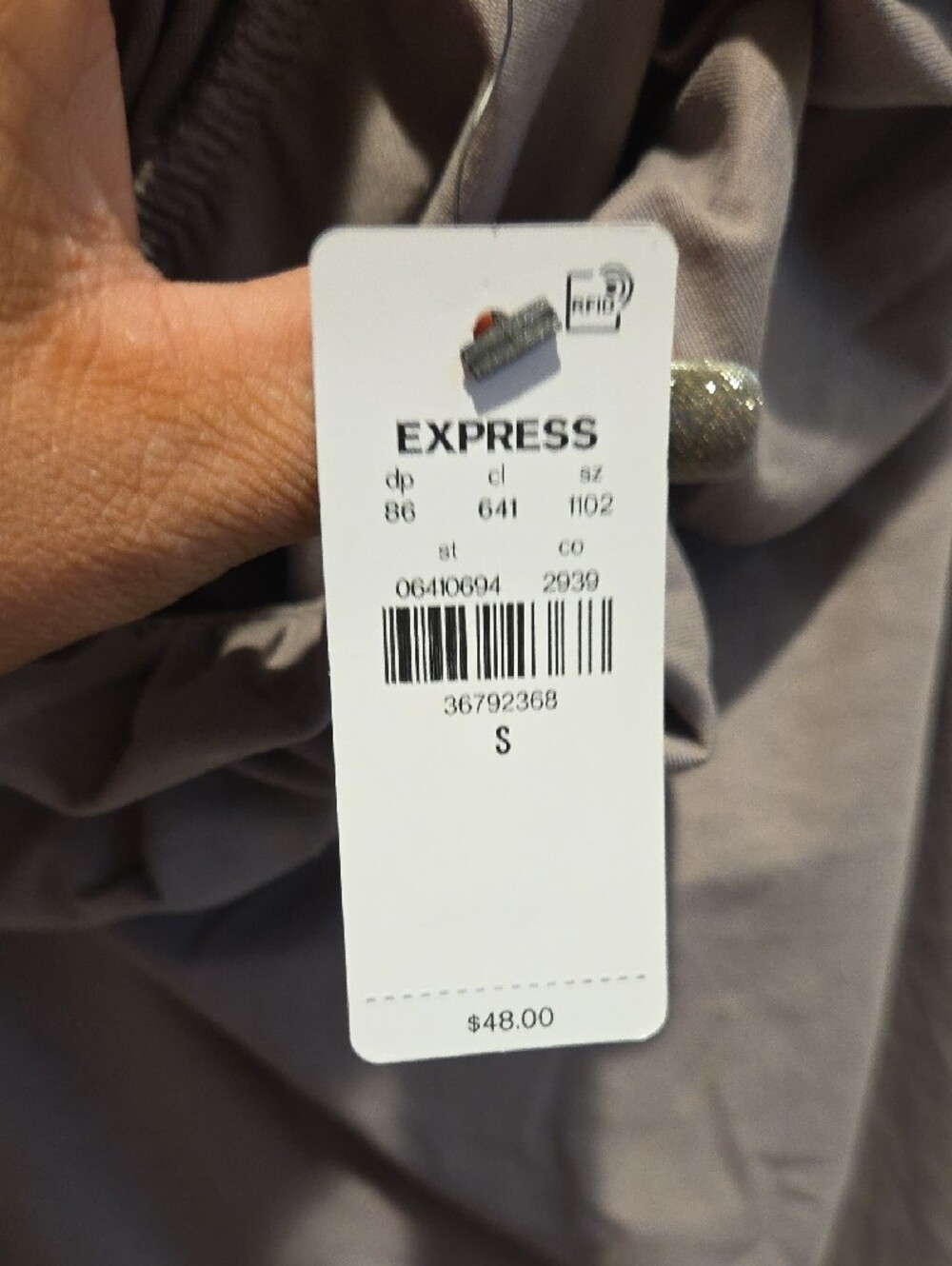 Express One-Shoulder Ruffle Top in Taupe - Picture 4 of 5